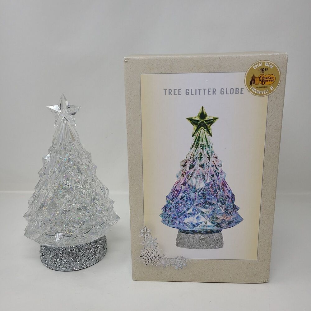 Cracker Barrel Exclusive Christmas Tree Glitter Globe Lighted Holiday Decor